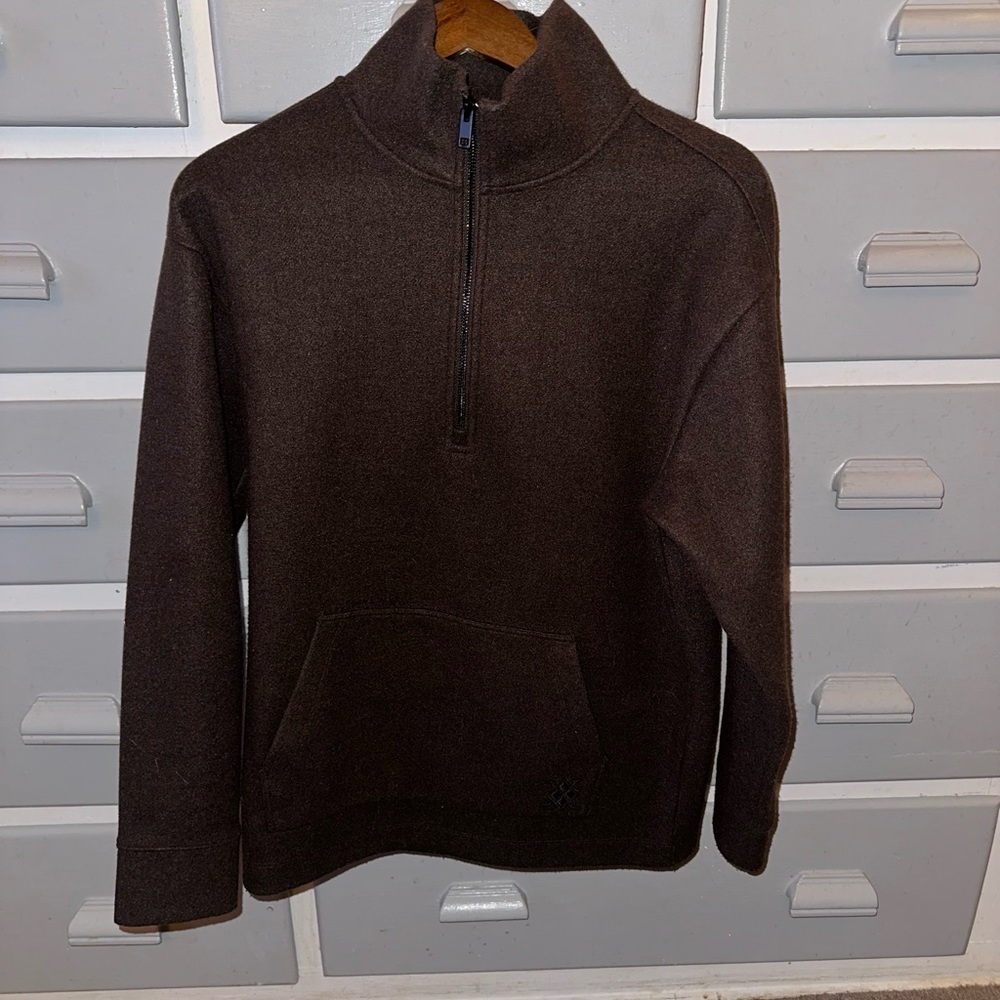 Express Brown Zip Up Sweater with Stand-Up Collar